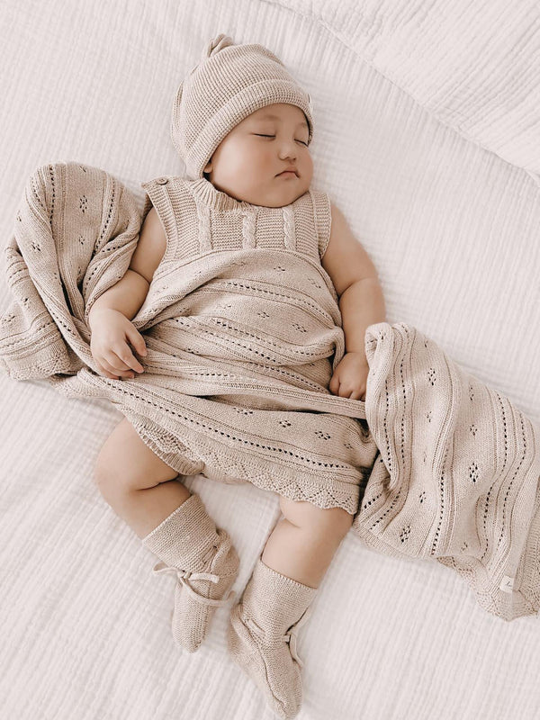 luna-luca-pointelle-baby-blanket-heather-beige Luna and Luca Newborn Baby Clothes
